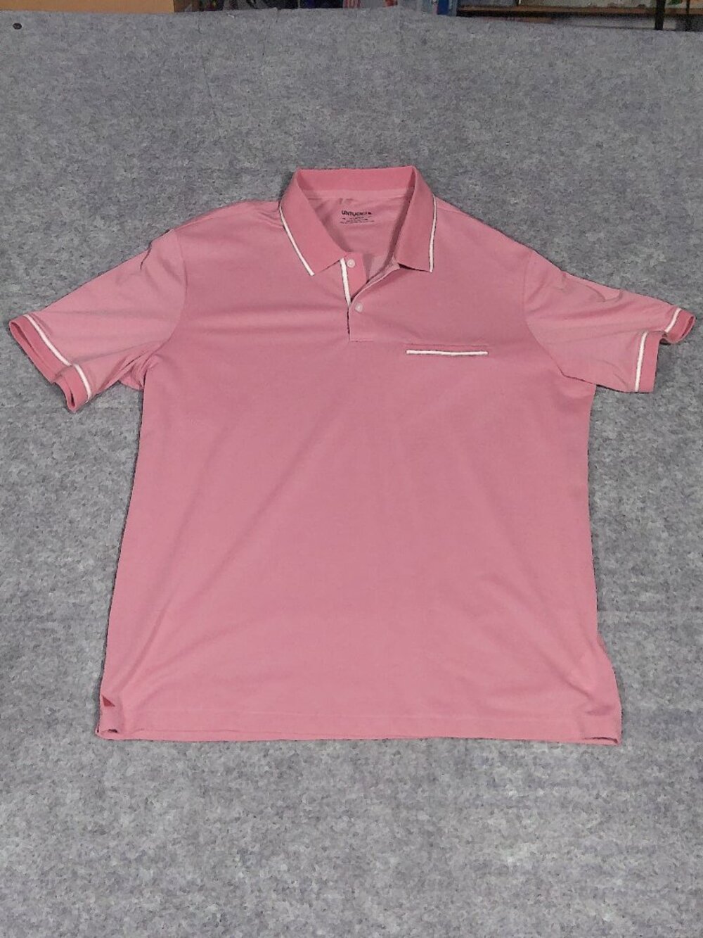 UNTUCKit  Polo Shirt Mens XL Pink White Trim Stretch Golf Grandpacorp